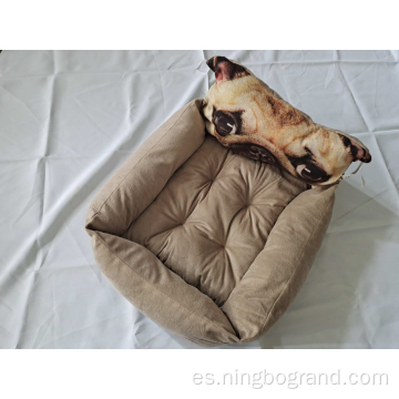 Linda cama de mascotas de estampado de bulldog